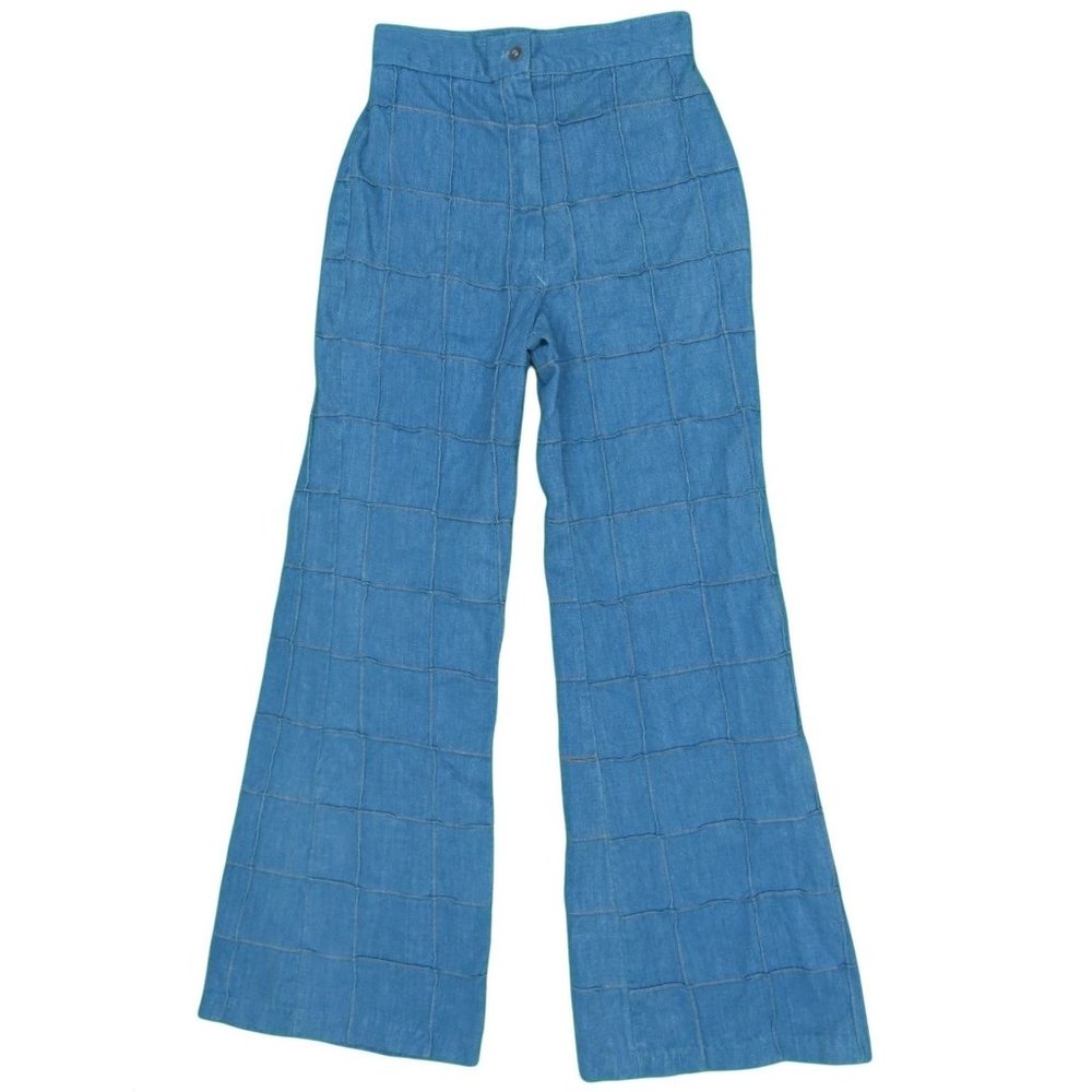 1970s Vintage Patchwork Bell Bottom Pants 25x30